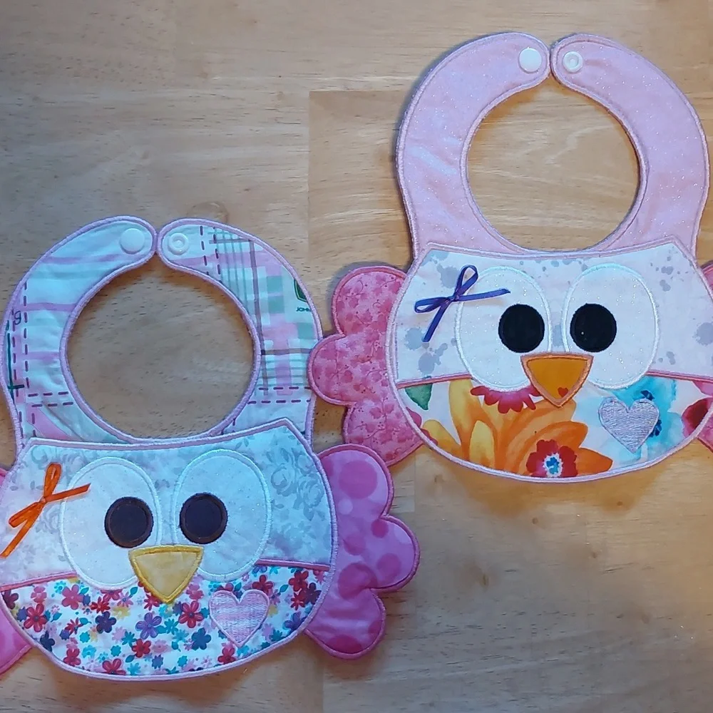 Handmade Owl Baby Bibs | Cotton | KAM Snaps | Set/Single